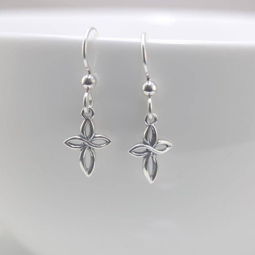 Cross Earrings – Small Elegant Cross, Silver Post - Sash Jewelry