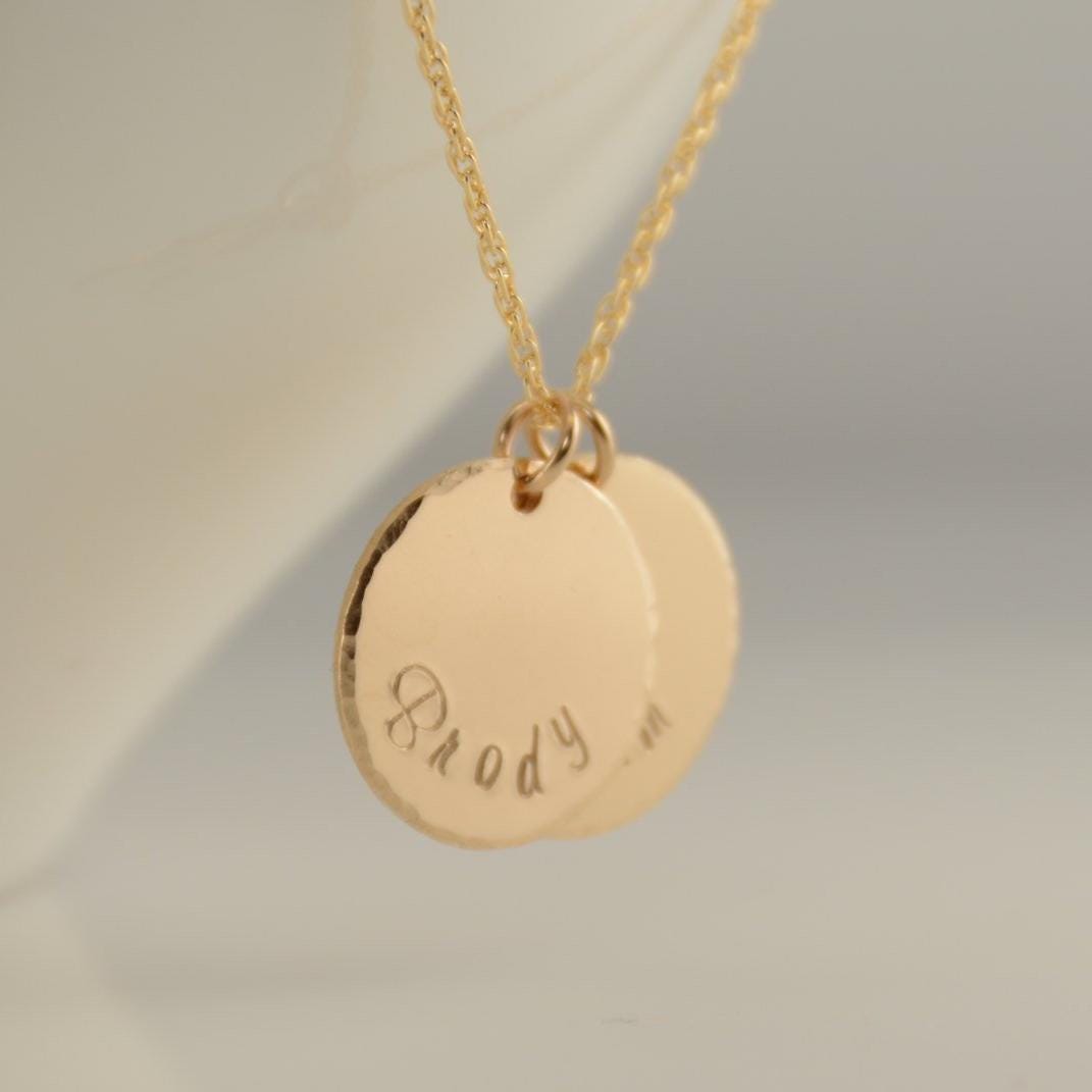 Custom Kids Name Necklace – Personalized Name Disc Necklace - Sash Jewelry