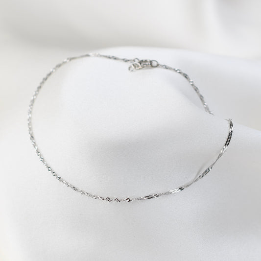 14K White Gold Anklet: Delicate Chain Ankle Bracelet
