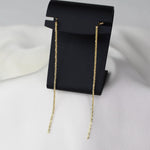 14K Gold Long Chain Earrings – Solid Gold Sparkle Chain - Sash Jewelry