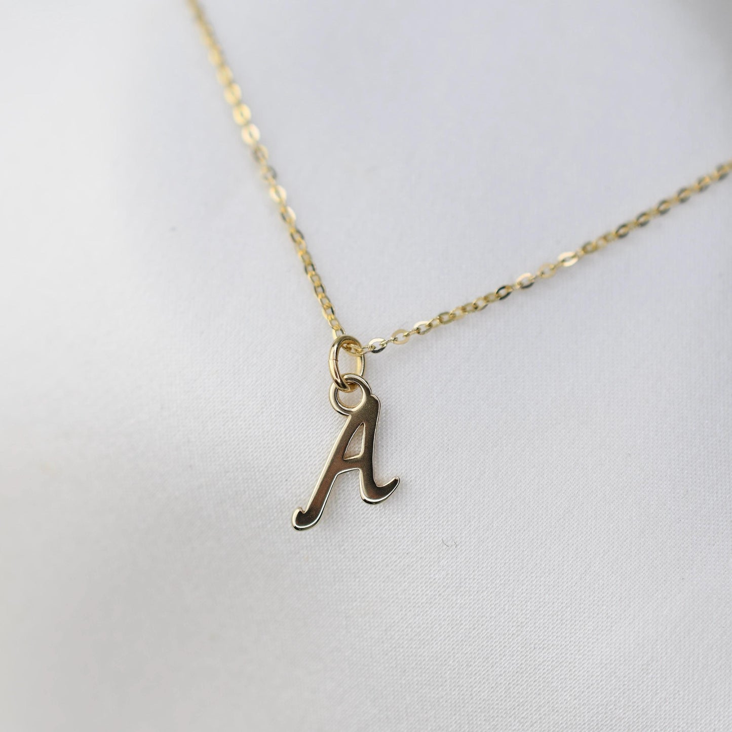 Dainty 14K Solid Gold Initial Necklace | Personalized Charm