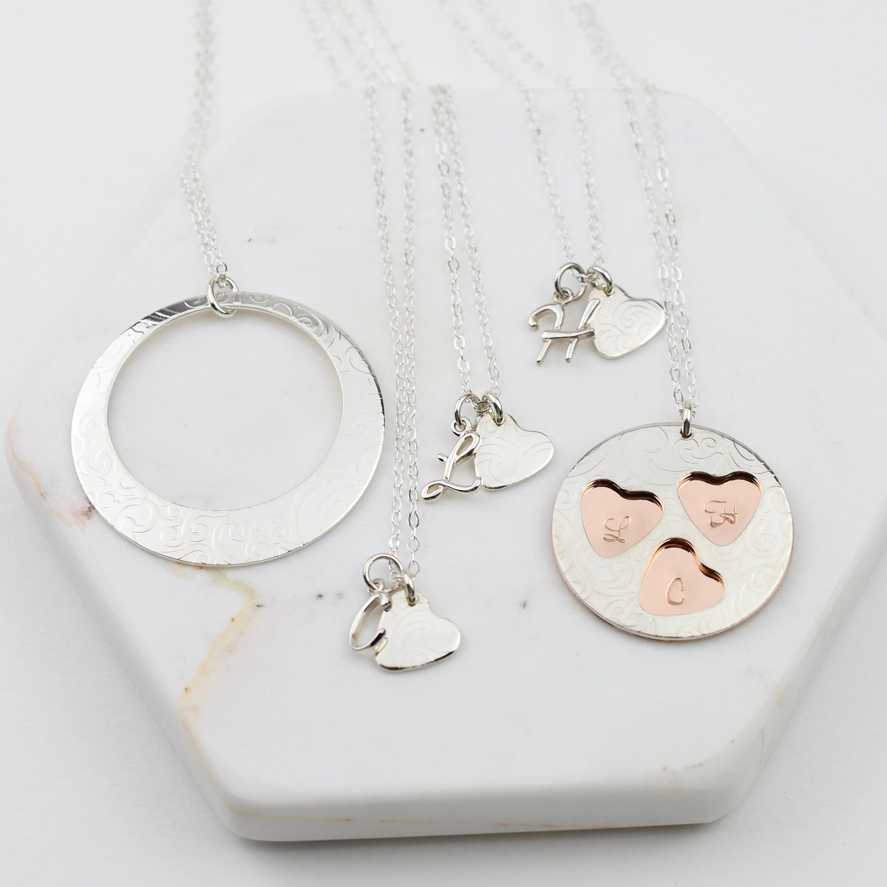 Three Generations Necklace Set – Grandmother Mother Daughter Personalized Necklace Set - Sash Jewelry