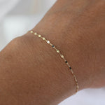 14K Solid Gold Dapped Link & Drawn Cable Chain Bracelet - Sash Jewelry