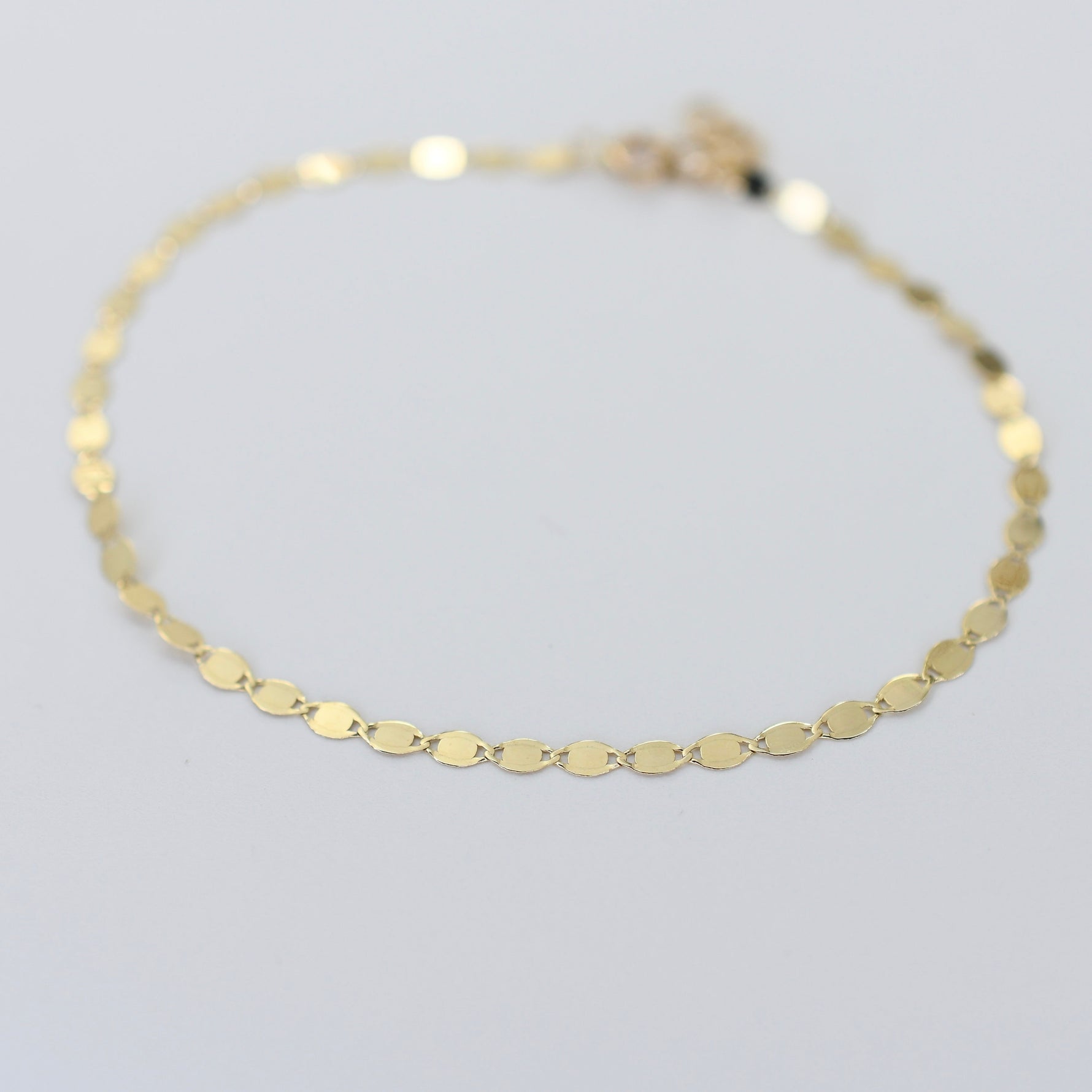 14K Solid Gold Sparkle Anklet – Dainty Gold Chain Anklet Bracelet with Extension - Sash Jewelry