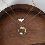 Mother Daughter Gift. Mother daughter 14K gold heart necklace set. Mother Gift. - Sash Jewelry