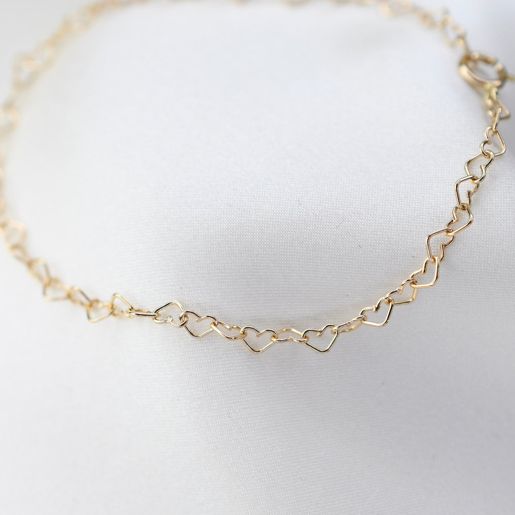 14K Gold Heart Chain Bracelet - Sash Jewelry