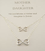 Sterling Silver Mother Daughter Heart Infinity Necklace Set – Matching Necklaces - Sash Jewelry