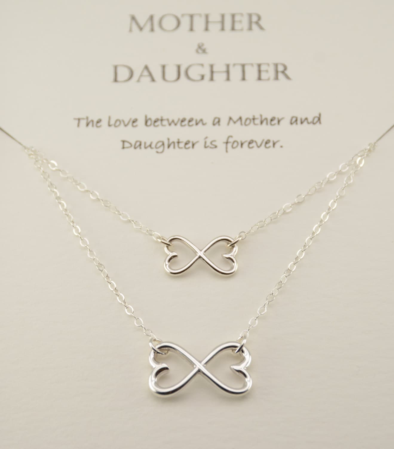 Sterling Silver Mother Daughter Heart Infinity Necklace Set – Matching Necklaces - Sash Jewelry