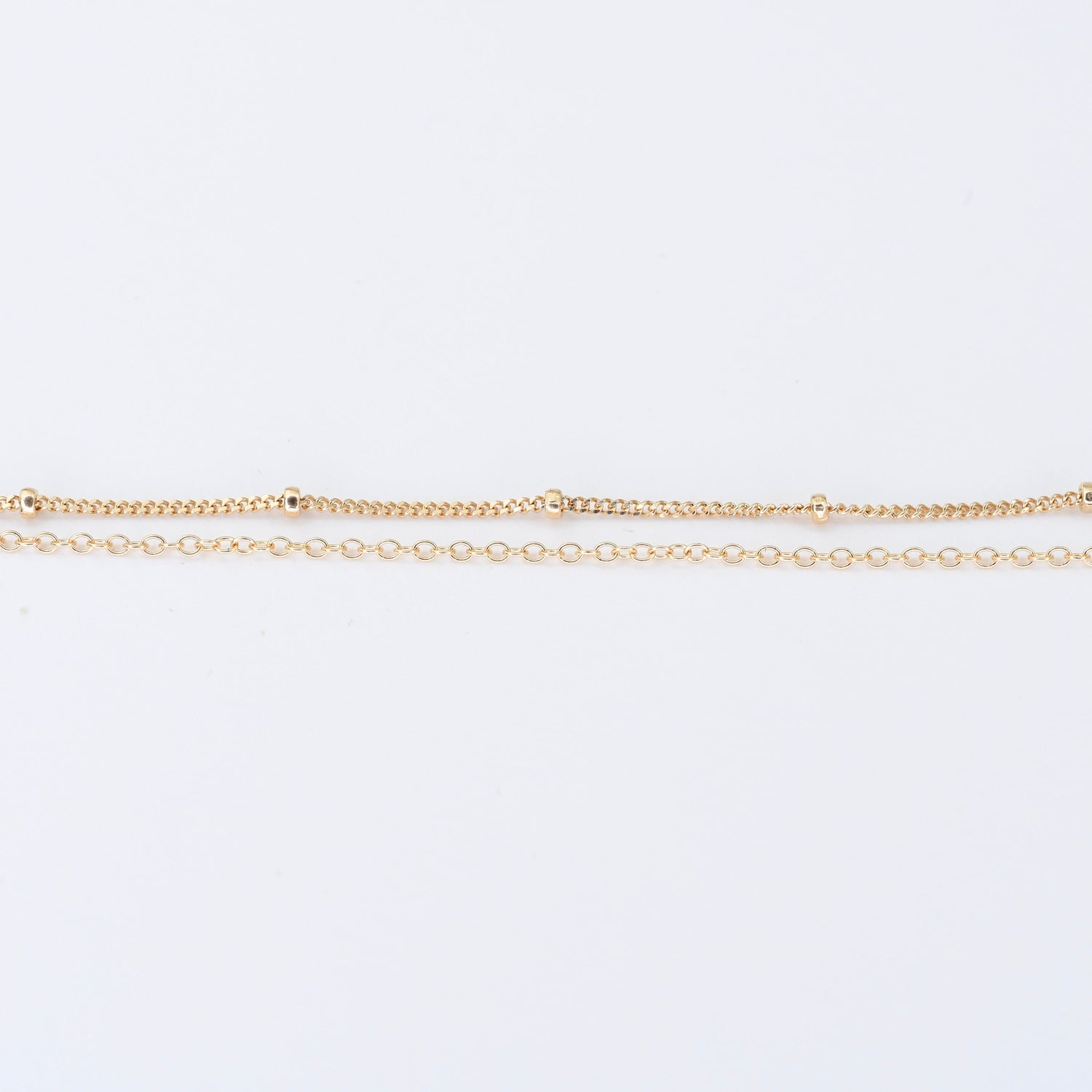 14K Gold Double Chain Bracelet – Cable & Satellite Chain - Sash Jewelry