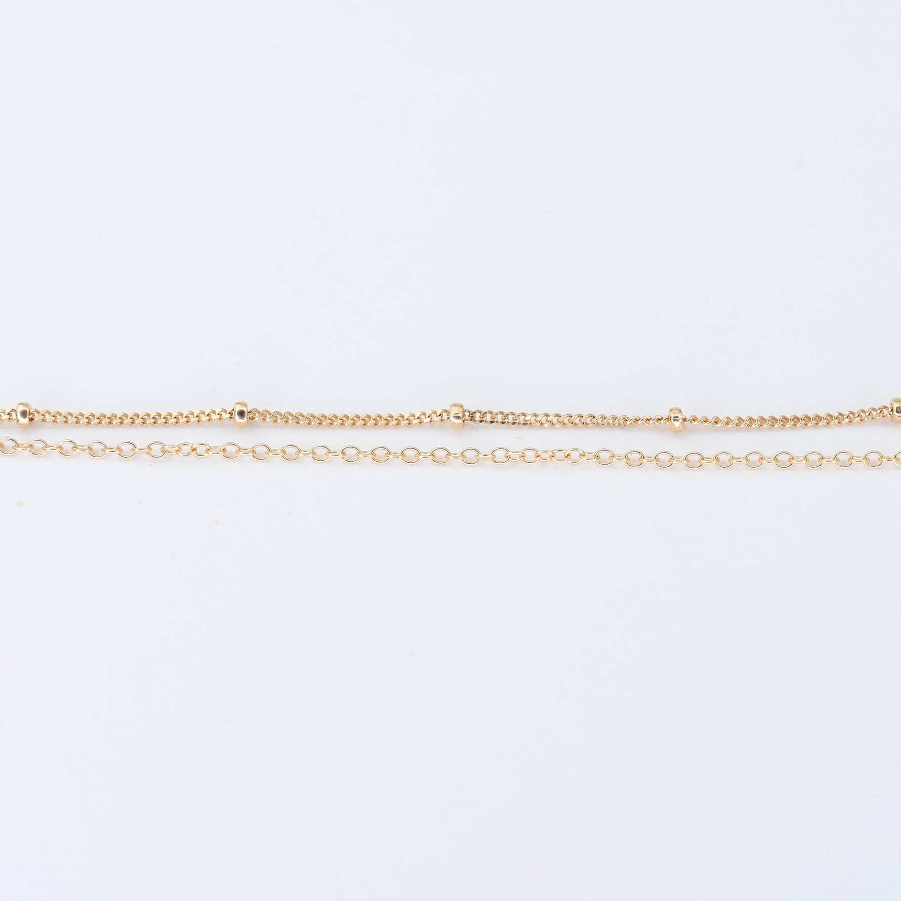 14K Gold Double Chain Bracelet – Cable & Satellite Chain - Sash Jewelry
