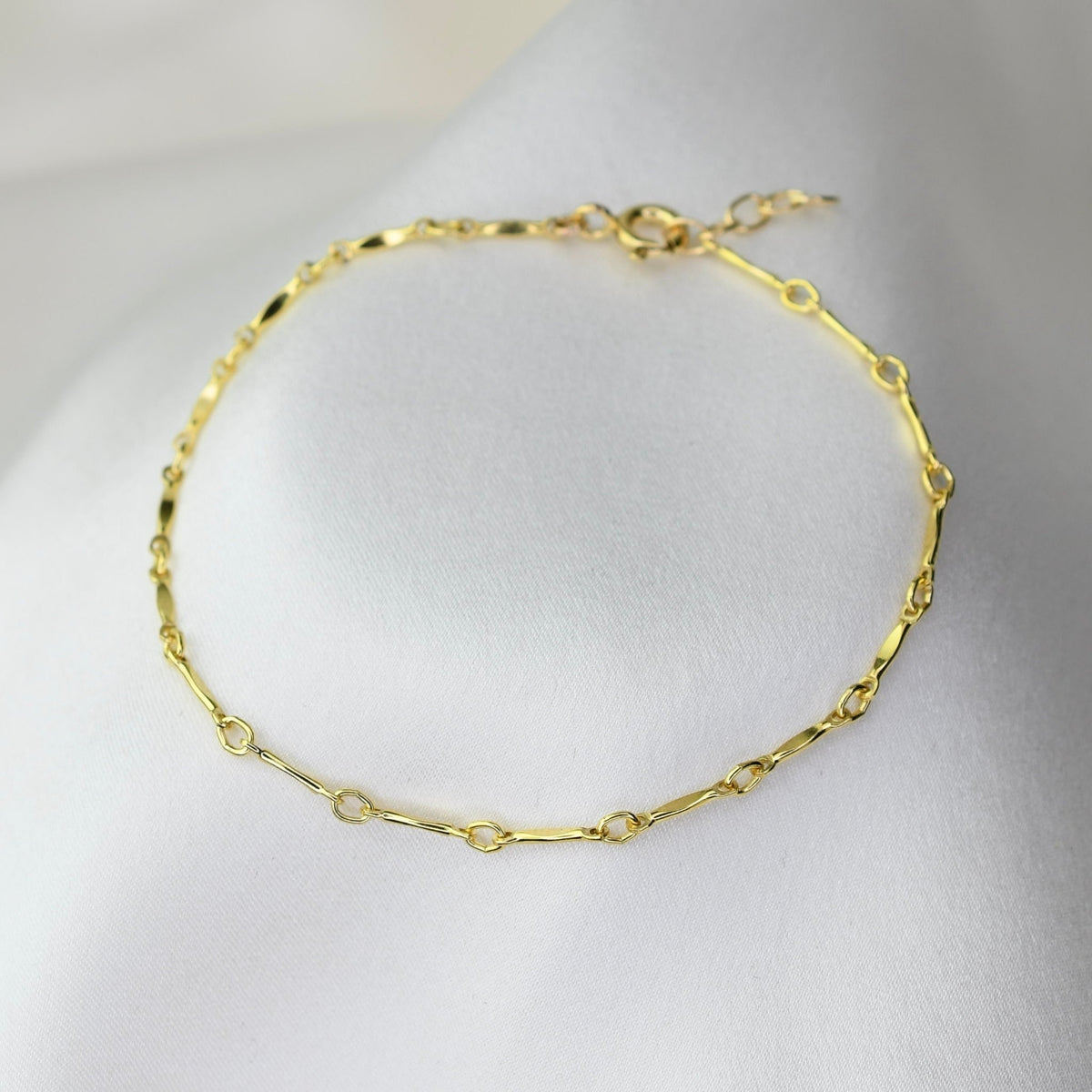Dapped Bar Link Chain Bracelet – 1.4mm Gold Filled Dapped Bar Bracelet - Sash Jewelry