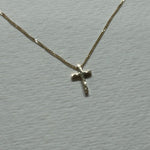 14K Solid Gold Floating Cross Necklace: Minimalist Curb Chain - Sash Jewelry