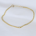 14K Gold Double Chain Diamond Bracelet – Dainty Solid Gold Bracelet - Sash Jewelry