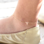 Sparkle Dainty 14K Gold Chain Anklet, Ultra delicate anklet - Sash Jewelry