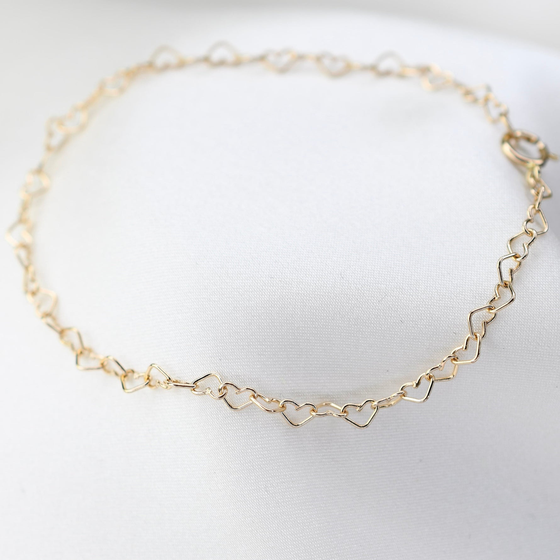 14K Gold Heart Chain Bracelet - Sash Jewelry