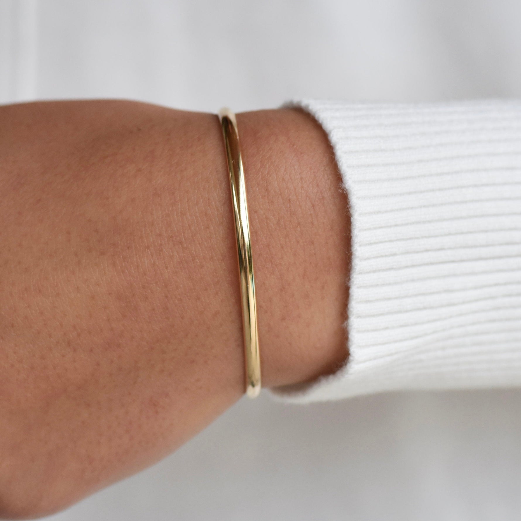14K Solid Gold Cuff Bracelet: Minimalist Style - Sash Jewelry