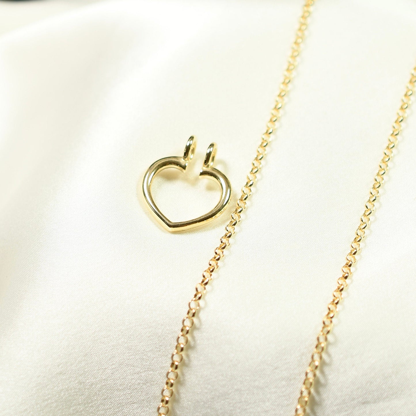 14K Gold Heart Ring Holder Necklace