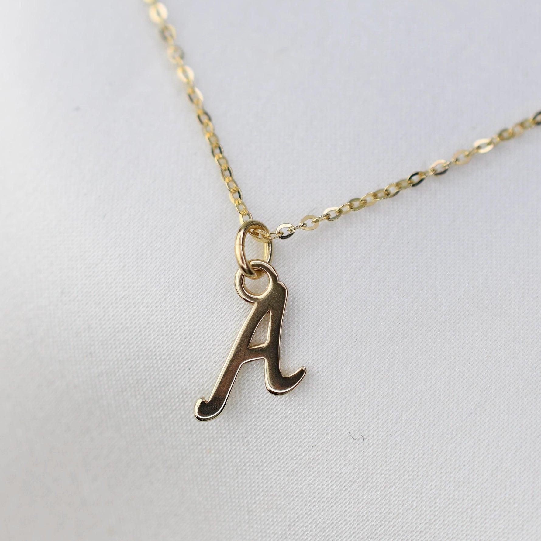 Dainty 14K Solid Gold Initial Necklace | Personalized Charm - Sash Jewelry