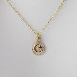 14K Gold Moon and Star Charm Necklace - Sash Jewelry