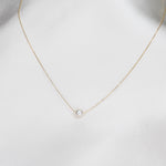 14K Gold Delicate Pearl Necklace: Floating Pearl Choker - Sash Jewelry
