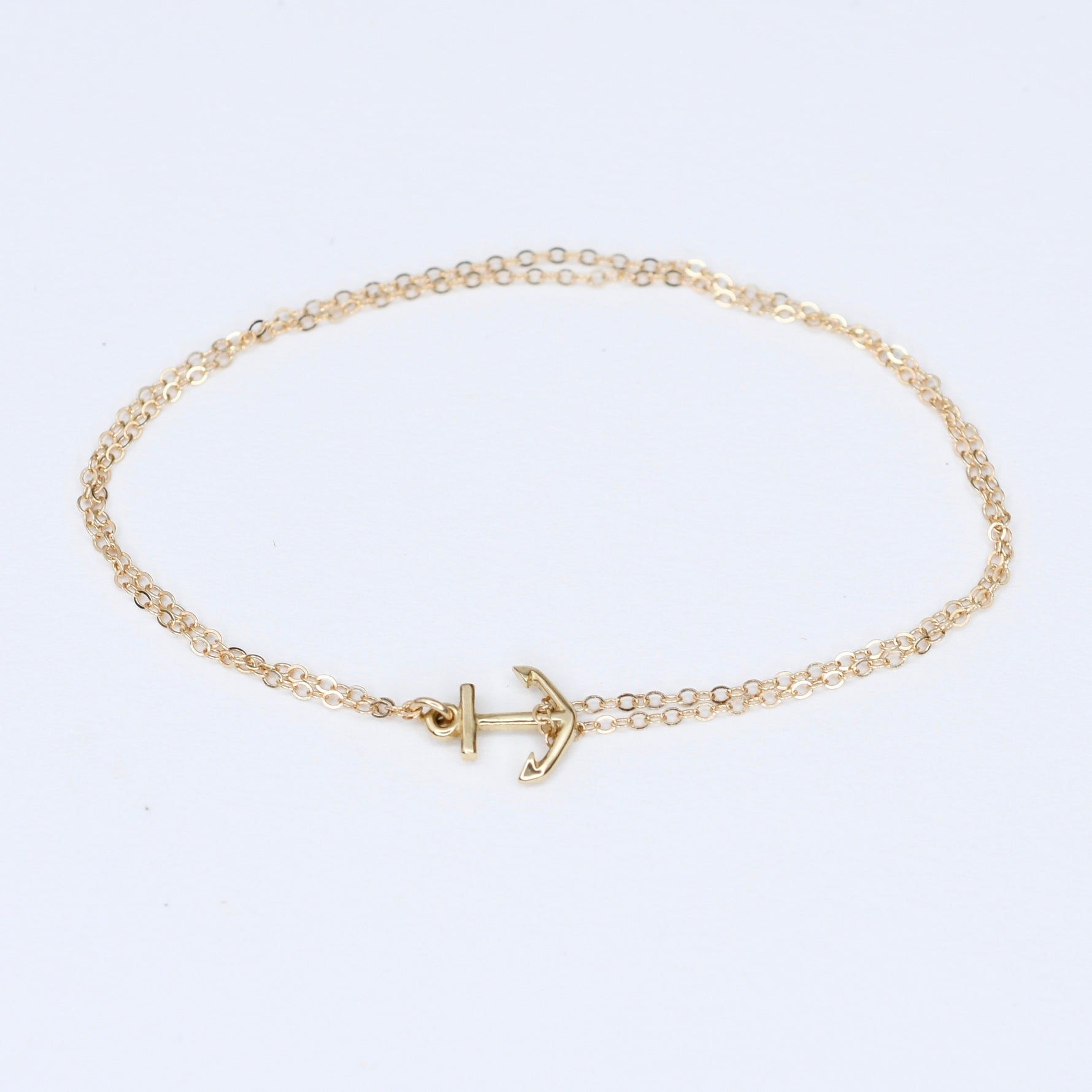 14k solid gold double chain bracelet 
