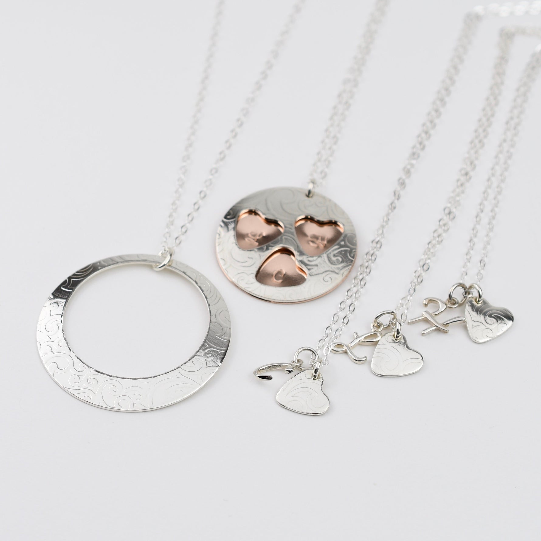 Three Generations Necklace Set – Grandmother Mother Daughter Personalized Necklace Set - Sash Jewelry