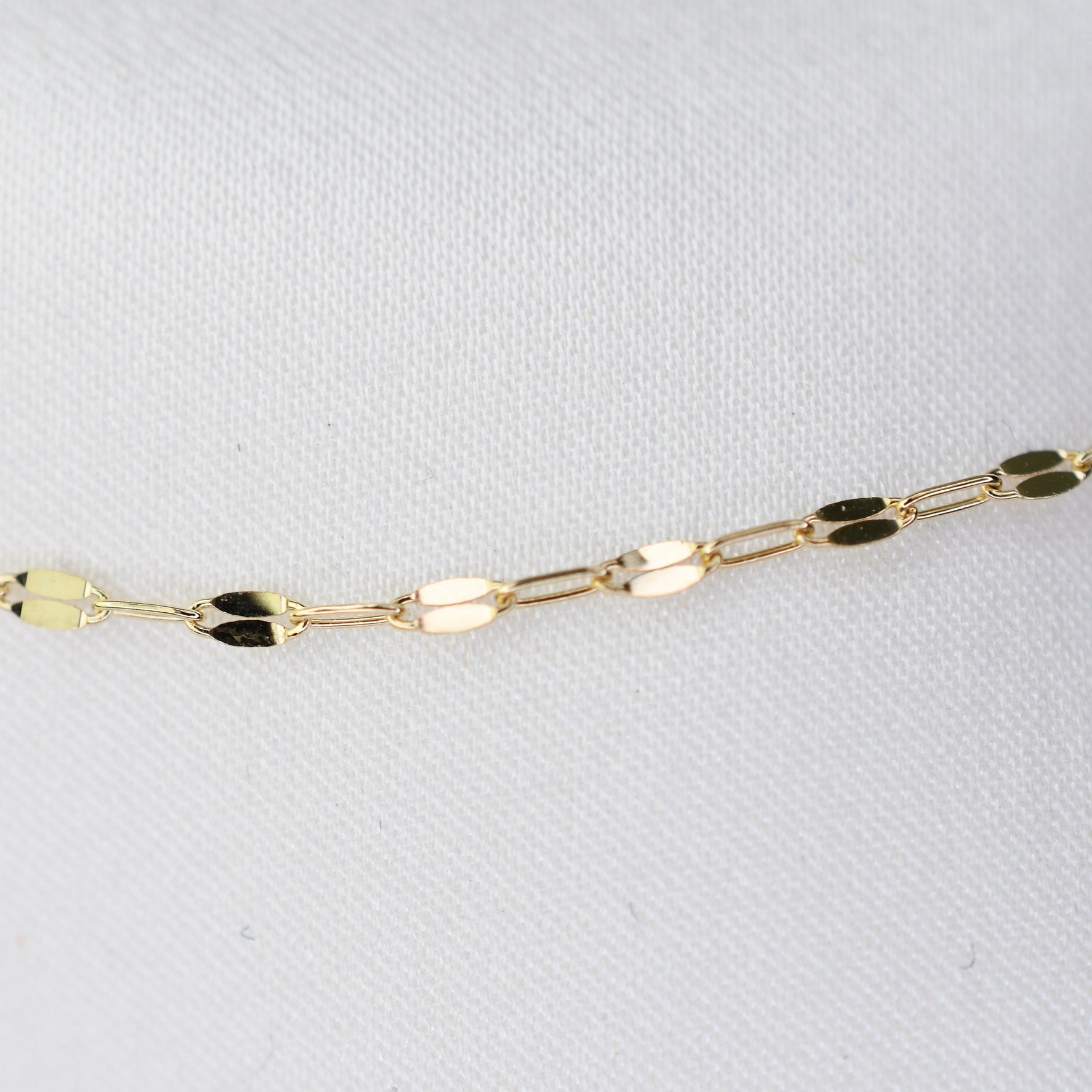 14K Solid Gold Dapped Link & Drawn Cable Chain Bracelet - Sash Jewelry