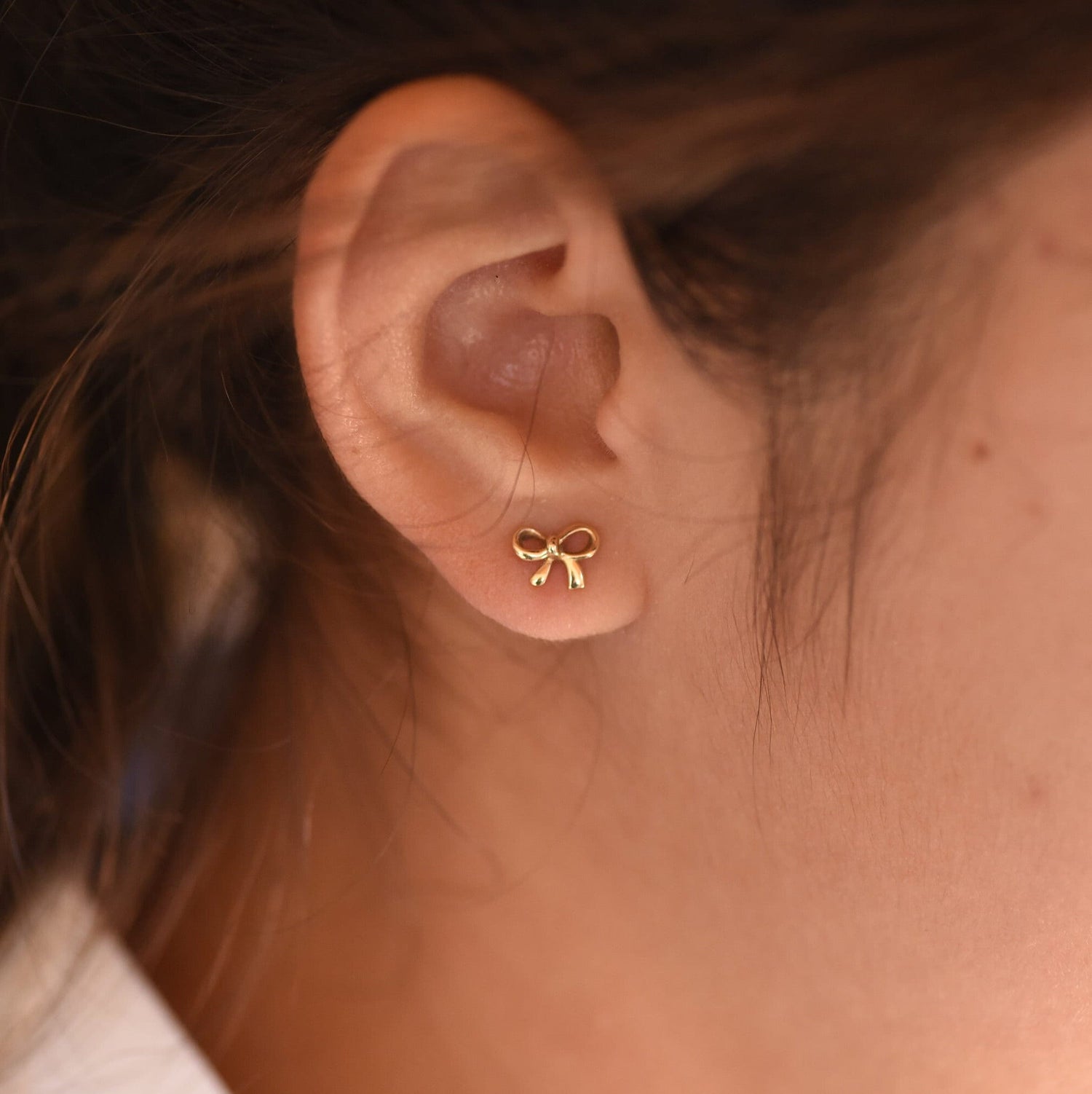 14K Gold Bow Earrings. - Sash Jewelry