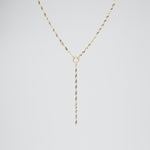14k solid gold y necklace dainty sparkle drop chain necklace 1.8mm