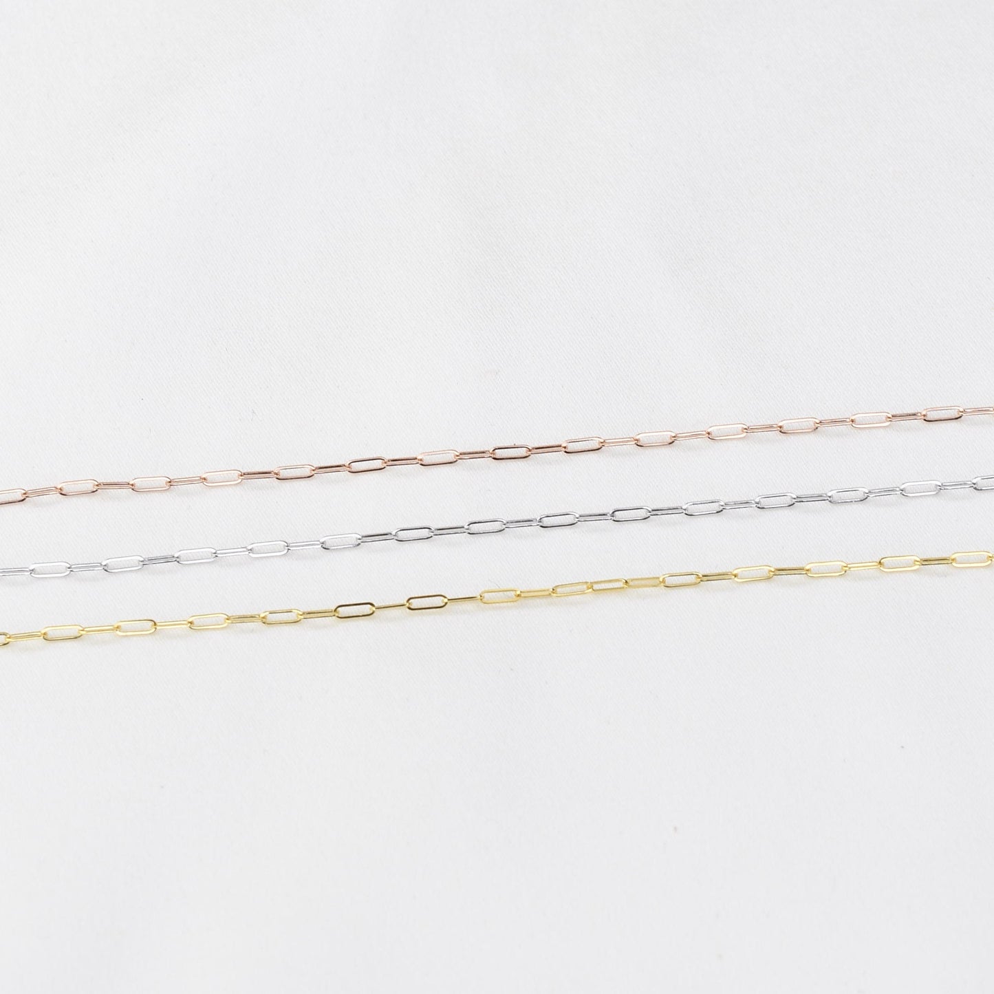 14K Gold Paper Clip Chain Bracelet - 1.5mm Solid Gold