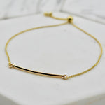 14K Solid Gold Bar Bracelet — Adjustable Minimalist Gold Bar Bracelet