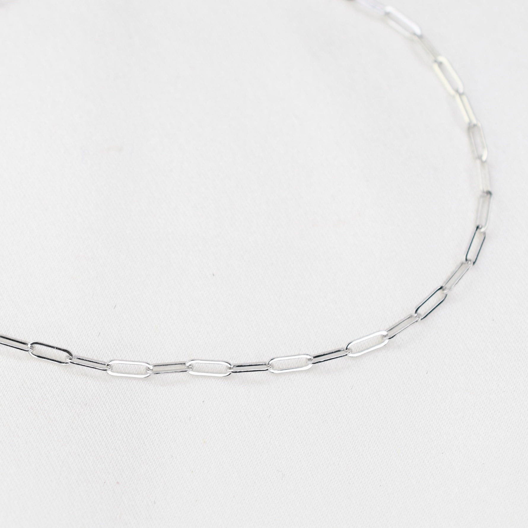 14K White Gold Paper Clip Chain Bracelet