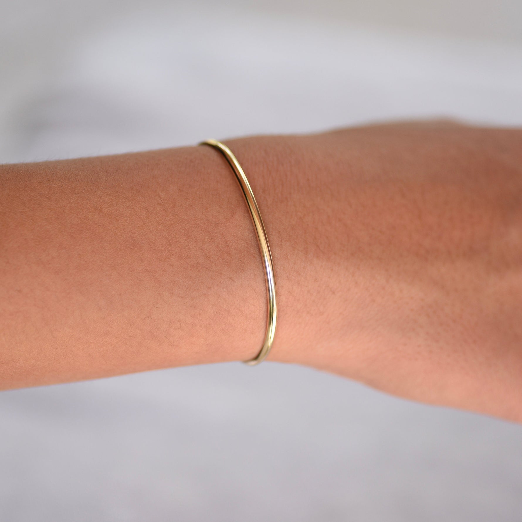 14K Solid Gold Cuff Bracelet, Minimalist Cuff Bracelet, Delicate cuff bracelet - Sash Jewelry