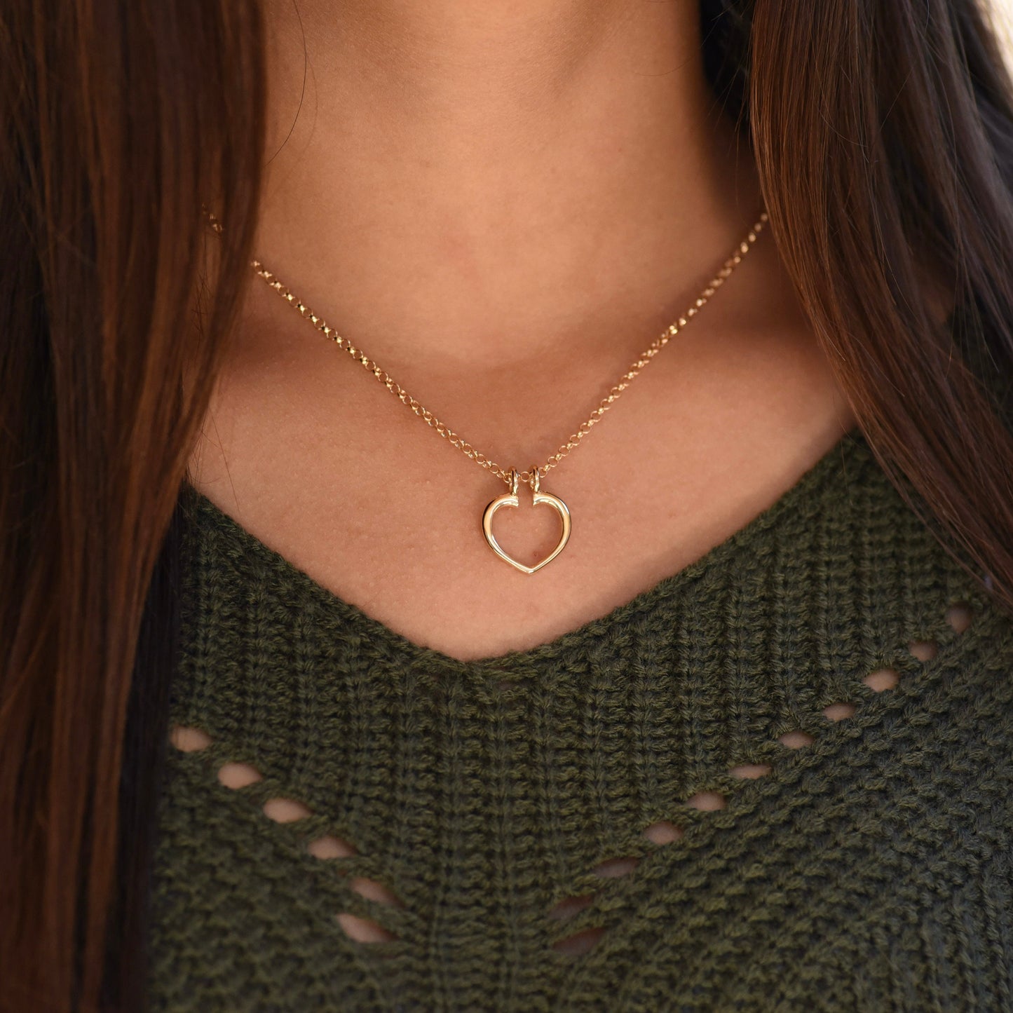 14K Gold Heart Ring Holder Necklace
