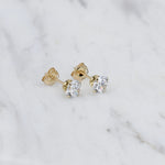 14K Gold CZ Stud Earrings – Round CZ Studs in 3mm 4mm 5mm - Sash Jewelry