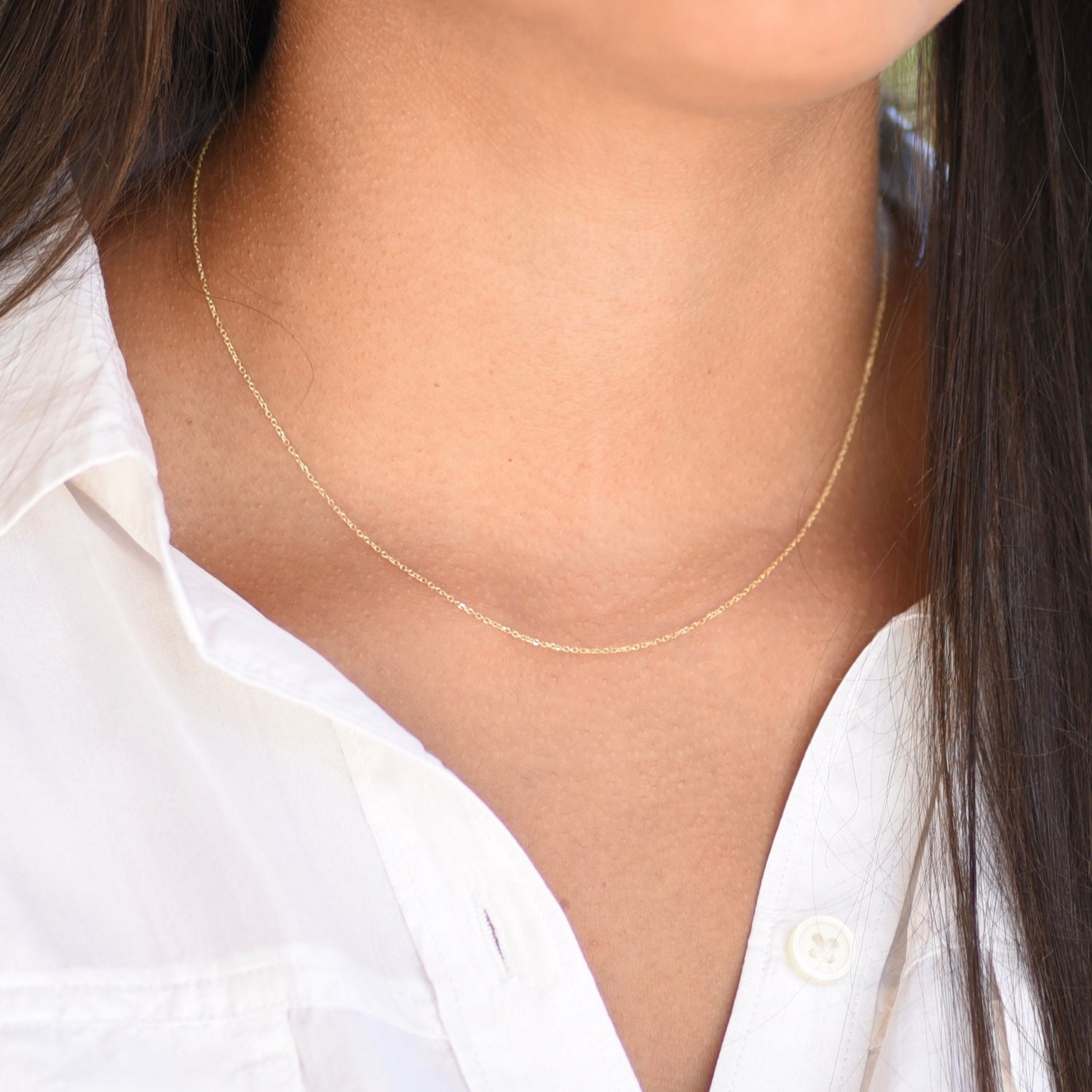 Solid gold chain. Delicate Necklace. 14K solid gold necklace. Adjustable necklace - Sash Jewelry