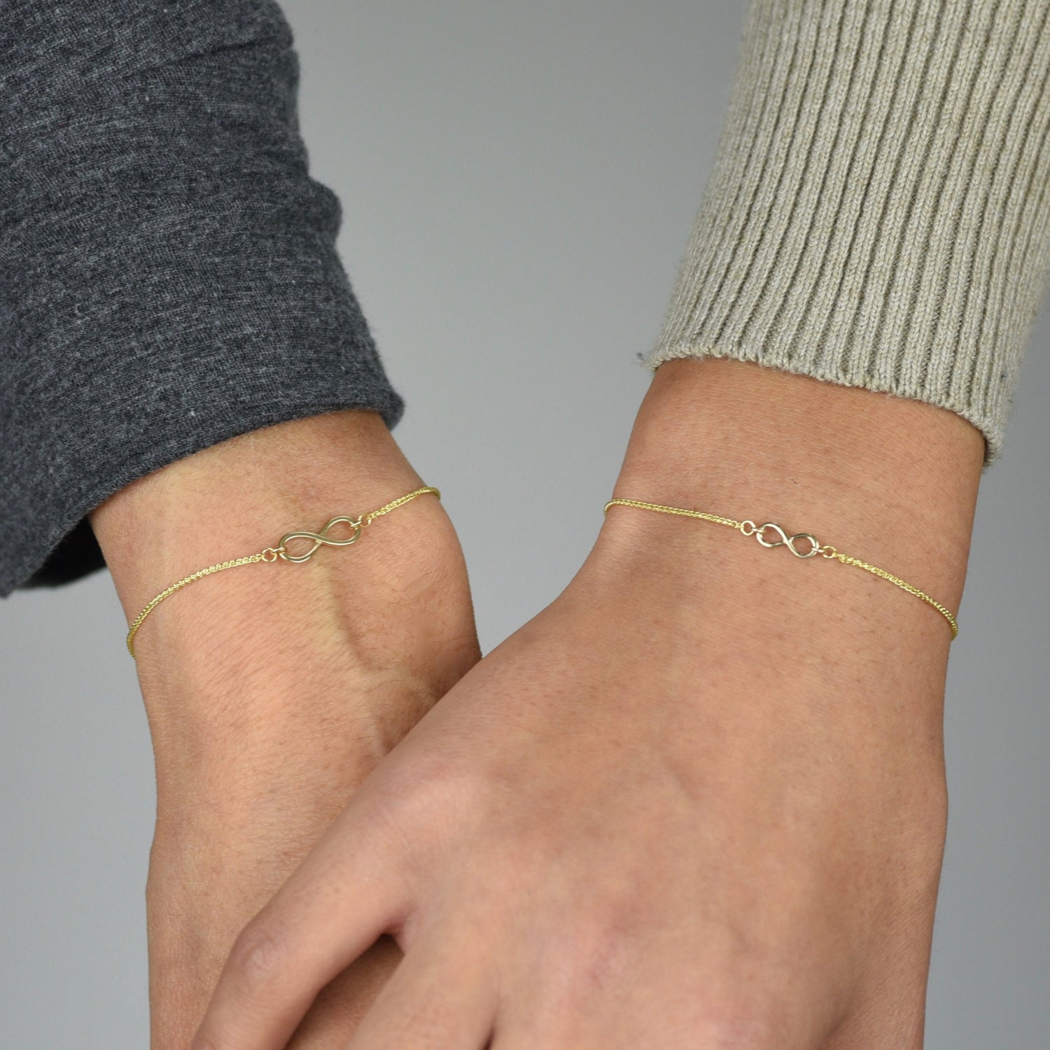 Mother Daughter 14K Gold Infinity Bracelet Set