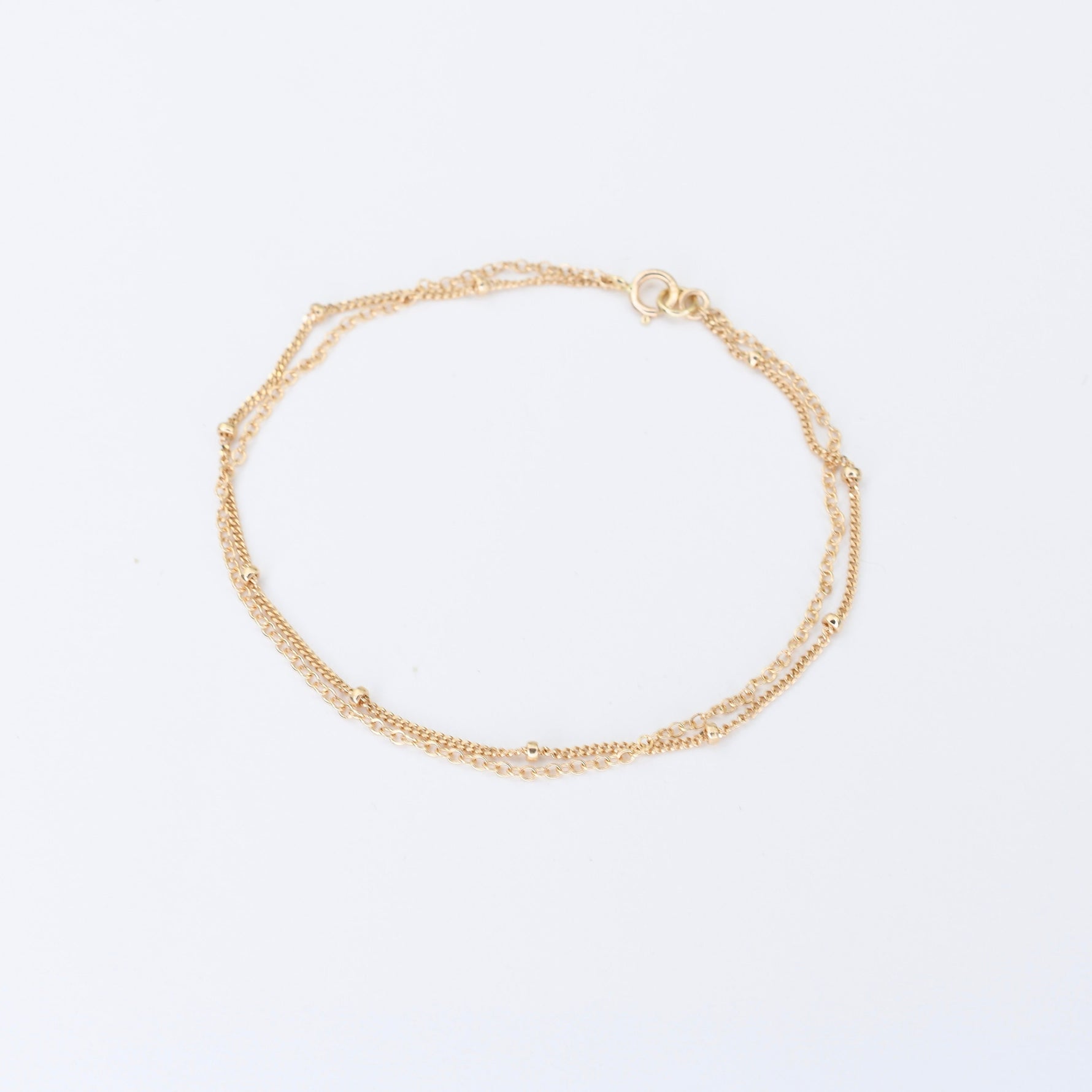 14K Gold Double Chain Bracelet – Cable & Satellite Chain - Sash Jewelry