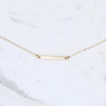 14k solid gold bar necklace dainty minimalist gold bar pendant flat cable chain