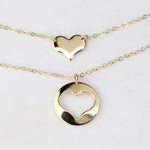 Mother Daughter Gift. Mother daughter 14K gold heart necklace set. Mother Gift. - Sash Jewelry