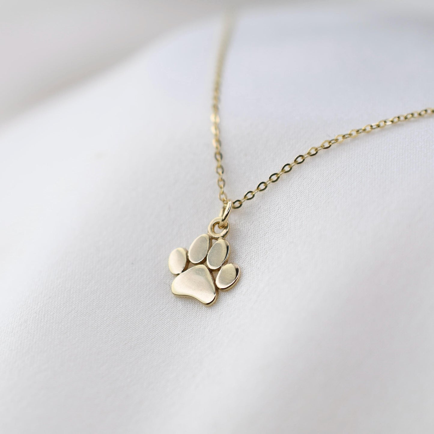 14K Gold Paw Charm Necklace for Dog Lovers