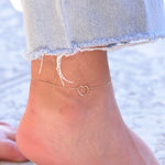 Sweet heart anklet in solid 14K gold