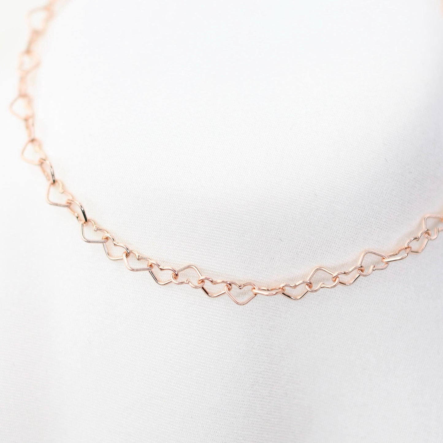 14K Rose Gold Heart Chain Bracelet