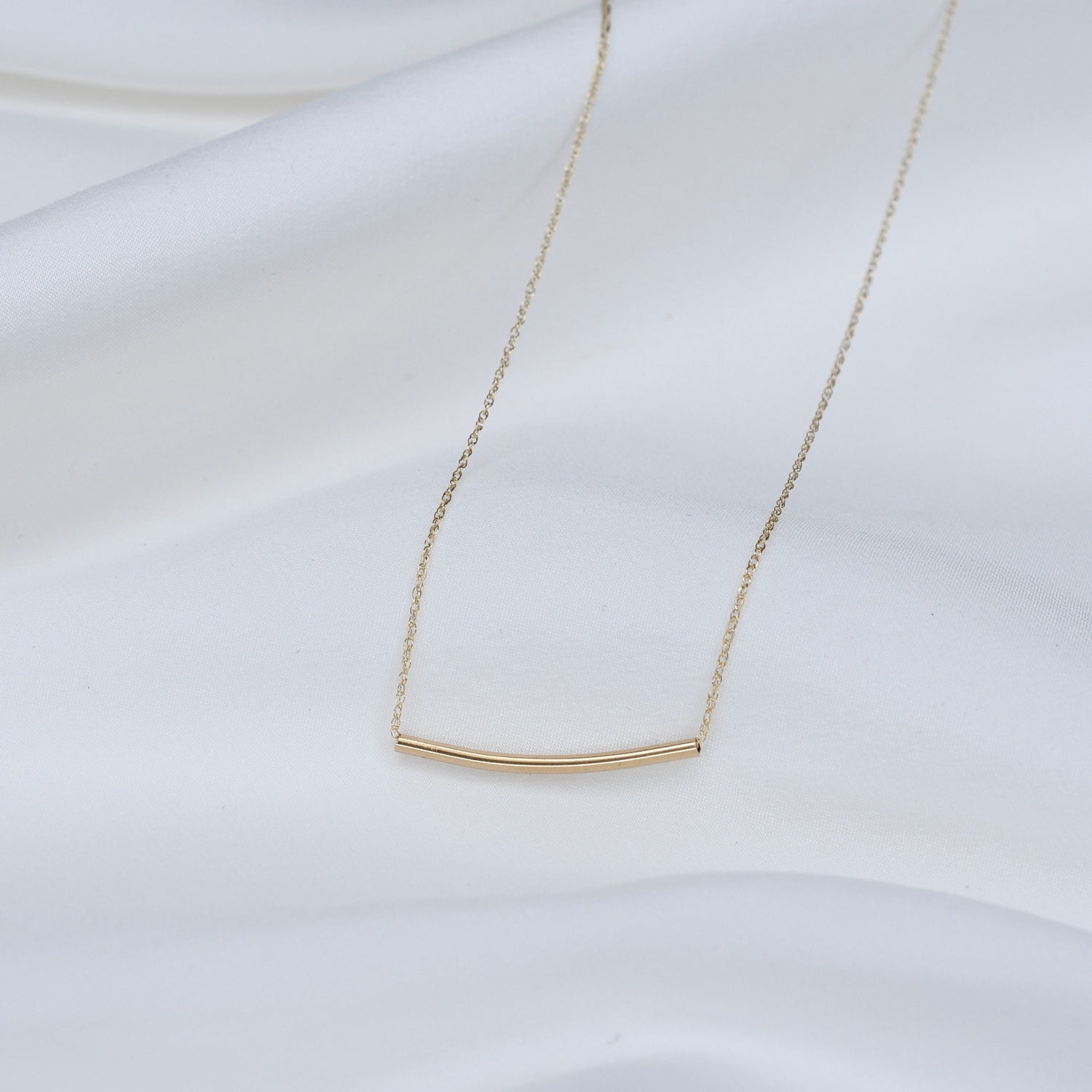 14k solid gold bar necklace 