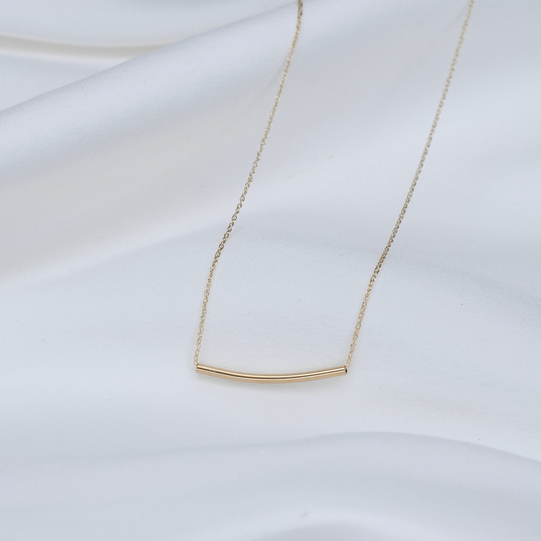 14k solid gold bar necklace 