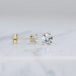 14K Gold CZ Stud Earrings – Round CZ Studs in 3mm 4mm 5mm - Sash Jewelry