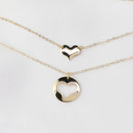 Mother Daughter Gift. Mother daughter 14K gold heart necklace set. Mother Gift. - Sash Jewelry
