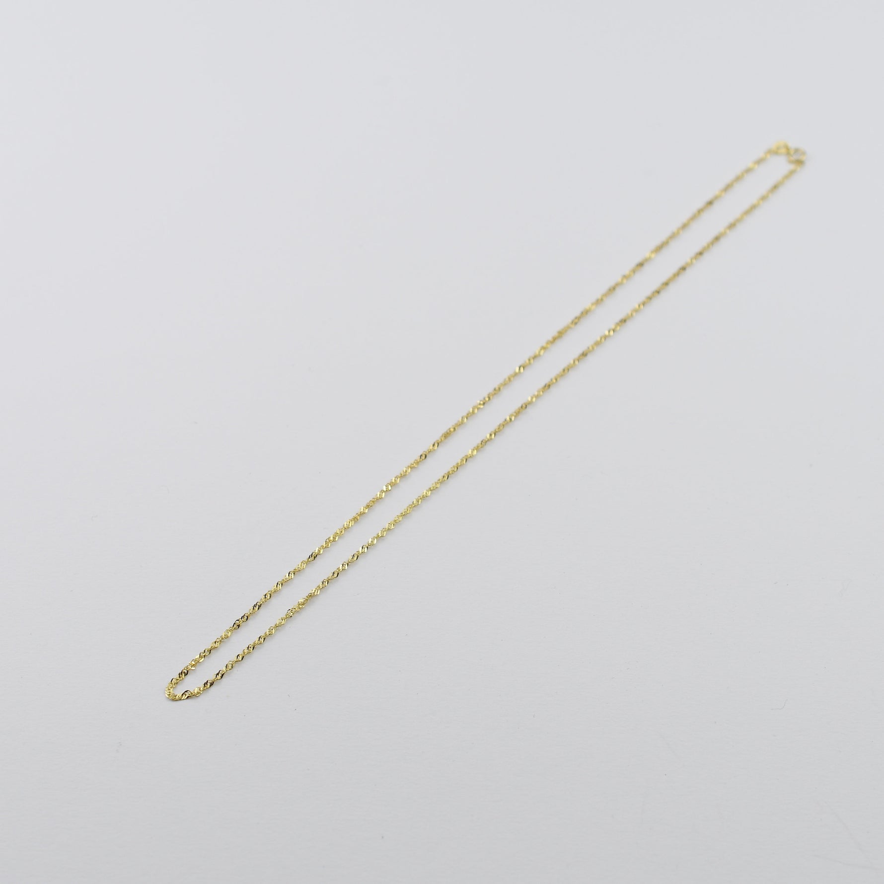 14K Gold Singapore Chain Necklace – 14K Gold Sparkle Necklace - 1.3mm Solid Gold Chain - Sash Jewelry
