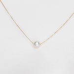Floating Pearl Necklace – 14K Solid Gold Delicate Pearl Choke - Sash Jewelry