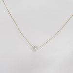 Floating Pearl Necklace – 14K Solid Gold Delicate Pearl Choke - Sash Jewelry
